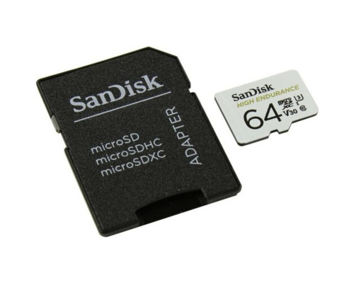 microSDXC (UHS-1 U3) SanDisk High Endurance 64Gb class 10 V30 (100Mb/s) (adapterSD) (SDSQQNR-064G-GN6IA)