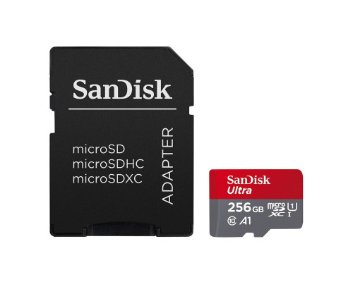 microSDXC (UHS-1) SanDisk Ultra 256Gb class 10 A1 (150MB/s) (adapter SD) (SDSQUAC-256G-GN6MA)