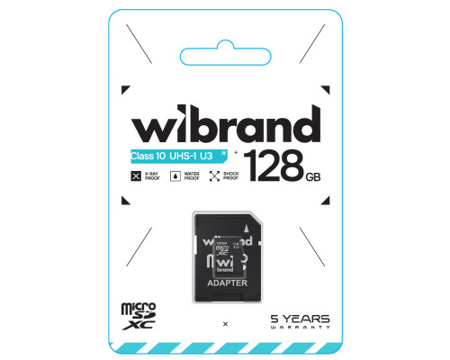 microSDXC (UHS-1 U3) Wibrand 128Gb class 10 (adapter SD) (WICDHU3/128GB-A)