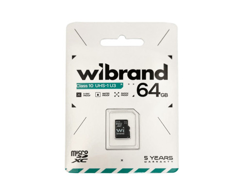 Карта пам'яті microSDXC (UHS-1 U3) Wibrand 64Gb class 10 (WICDXU3/64GB)
