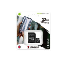 microSDHC (UHS-1) Kingston Canvas Select Plus 32Gb class 10 А1 (R-100MB/s) (adapter SD) (SDCS2/32GB)