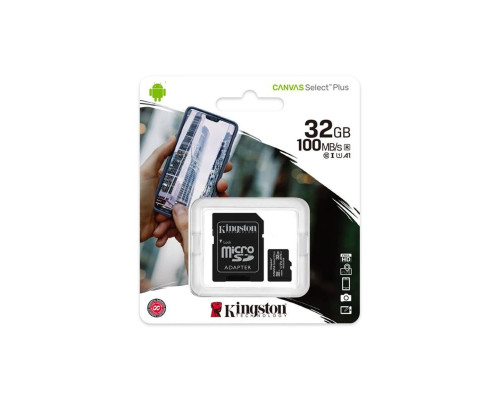 microSDHC (UHS-1) Kingston Canvas Select Plus 32Gb class 10 А1 (R-100MB/s) (adapter SD) (SDCS2/32GB)