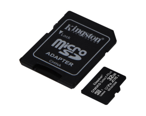 microSDHC (UHS-1) Kingston Canvas Select Plus 32Gb class 10 А1 (R-100MB/s) (adapter SD) (SDCS2/32GB)