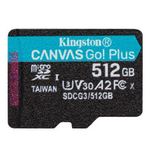 microSDXC (UHS-1 U3) Kingston Canvas Go Plus 512Gb class 10 A2 V30 (R170MB/s, W90MB/s) (SDCG3/512GBSP)