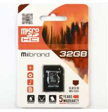 Карта пам'яті microSDHC (UHS-1 U3) Mibrand 32Gb class 10 (adapter SD) (MICDHU3/32GB-A)