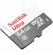 microSDXC (UHS-1) SanDisk Ultra 64Gb class 10 A1 (100Mb/s) (adapter SD) (SDSQUNR-064G-GN3MA)