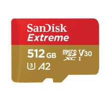 microSDXC (UHS-1 U3) SanDisk Extreme A2 512Gb class 10 V30 (R190MB/s,W130MB/s) (adapter SD) (SDSQXAV-512G-GN6MA)