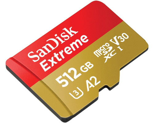 microSDXC (UHS-1 U3) SanDisk Extreme A2 512Gb class 10 V30 (R190MB/s,W130MB/s) (adapter SD) (SDSQXAV-512G-GN6MA)