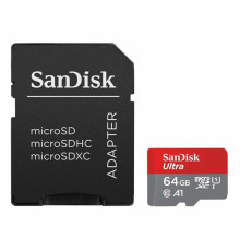 microSDXC (UHS-1) SanDisk Ultra 64Gb class 10 A1 (140Mb/s) (adapter SD) (SDSQUAB-064G-GN6MA)