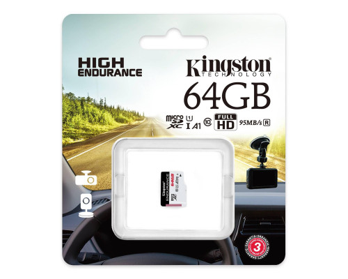 microSDXC (UHS-1 U1) Kingston Endurance 64Gb class 10 А1 (R95MB/s, W30MB/s) (SDCE/64GB)