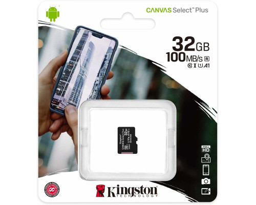 microSDHC (UHS-1) Kingston Canvas Select Plus 32Gb class 10 А1 (R-100MB/s) (SDCS2/32GBSP)