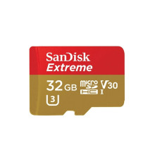 microSDHC (UHS-1 U3) SanDisk Extreme Action A1 32Gb class 10 V30 (R100MB/s, 667x) (adapter SD) (SDSQXAF-032G-GN6MA)