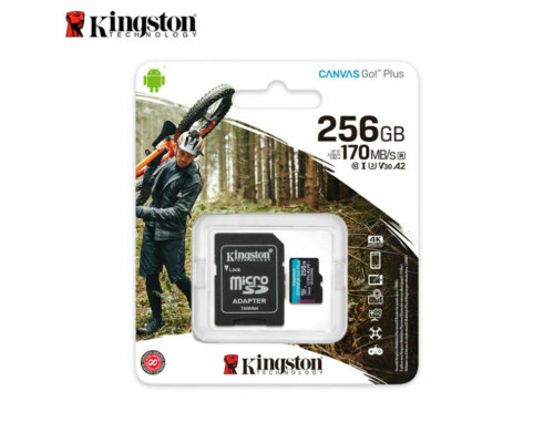 microSDXC (UHS-1 U3) Kingston Canvas Go Plus 256Gb class 10 A2 V30 (R170MB/s, W90MB/s) (SDCG3/256GBSP)