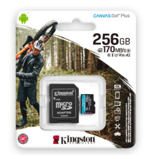 microSDXC (UHS-1 U3) Kingston Canvas Go Plus 256Gb class 10 A2 V30 (R170MB/s, W90MB/s) (adapter SD) (SDCG3/256GB)