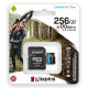 microSDXC (UHS-1 U3) Kingston Canvas Go Plus 256Gb class 10 A2 V30 (R170MB/s, W90MB/s) (adapter SD) (SDCG3/256GB)