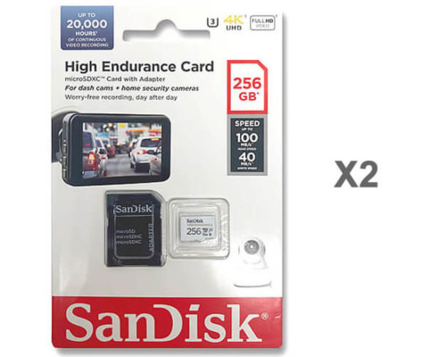 microSDXC (UHS-1 U3) SanDisk High Endurance 256Gb class 10 V30 (100Mb/s) (adapterSD) (SDSQQNR-256G-GN6IA)