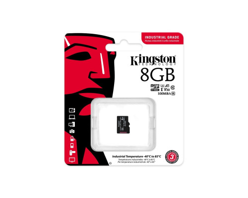 microSDHC (UHS-1 U3) Kingston Industrial 8Gb class 10 V30 А1 (SDCIT2/8GBSP)