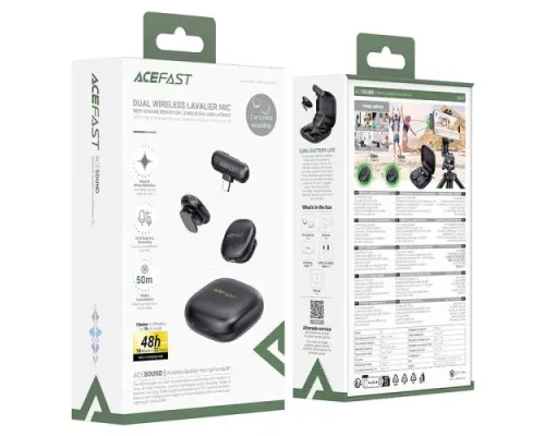 Мікрофон ACEFAST R1 wireless lavalier microphones Black mag-6974316284895153327