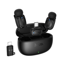 Мікрофон Петличний Бездротовий Hoco L19 Graceful iP/Type-C Колір Чорний 6942007655477 ma37961_3665378