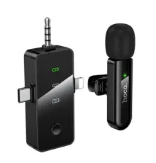Мікрофон HOCO L20B Fair wireless microphone(iP/Type-C/3.5) Чорний mag-6942007673754153768