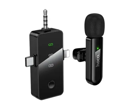 Мікрофон HOCO L20B Fair wireless microphone(iP/Type-C/3.5) Чорний mag-6942007673754153768