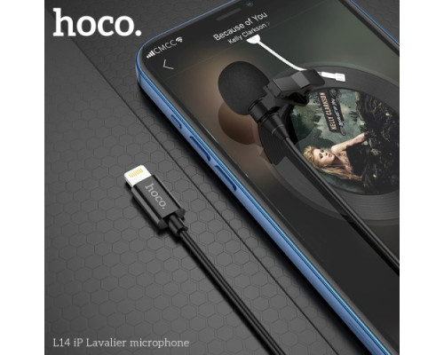 Мікрофон Петлічний HOCO L14 iP Lavalier microphone Lightning/2m. Black mag-6931474761149844