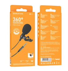 Мікрофон Петлічний BOROFONE BFK11 Elegant lavalier AUX3,5/2m. чорний mag-69419911066681005