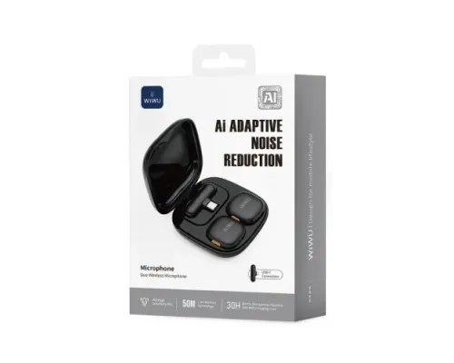 Мікрофон WiWU Duo Wireless Microphone AI Adaptive Noise Reduction Wi-WM006 Black mag-6977703657210153620