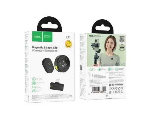 Мікрофон HOCO L21 Charm wireless microphone Type-C Чорний mag-6942007663144146758