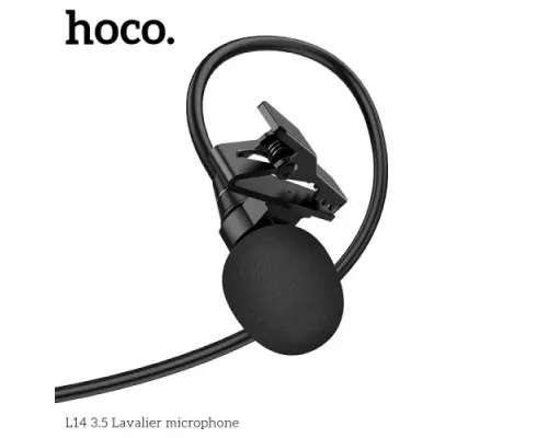 Мікрофон Петлічний HOCO L14 3.5 Lavalier microphone AUX3,5/2m. Black mag-6931474761132146841