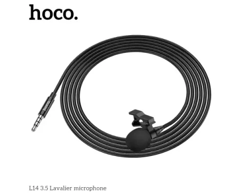 Мікрофон Петлічний HOCO L14 3.5 Lavalier microphone AUX3,5/2m. Black mag-6931474761132146841