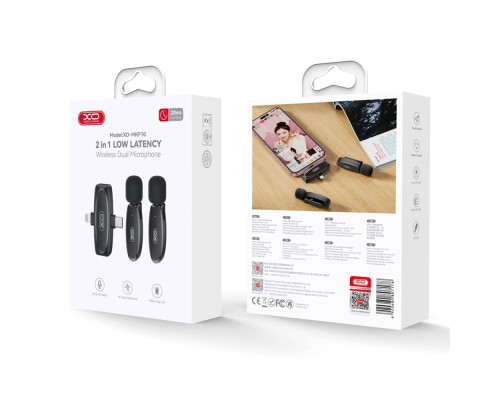 Мікрофон Петличний Бездротовий XO MKF010 Twin Type-C+IP Колір Чорний 6920680807178 ma38244_3667955