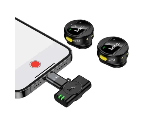 Мікрофон HOCO L22 Bright 2-in-1 wireless microphone with case(iP/Type-C) Чорний mag-6942007663151146759