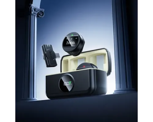 Мікрофон HOCO L22 Bright 2-in-1 wireless microphone with case(iP/Type-C) Чорний mag-6942007663151146759