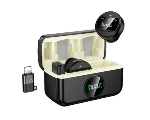 Мікрофон HOCO L22 Bright 2-in-1 wireless microphone with case(iP/Type-C) Чорний mag-6942007663151146759