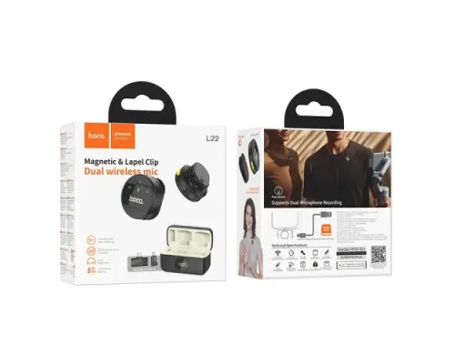 Мікрофон HOCO L22 Bright 2-in-1 wireless microphone with case(iP/Type-C) Чорний mag-6942007663151146759