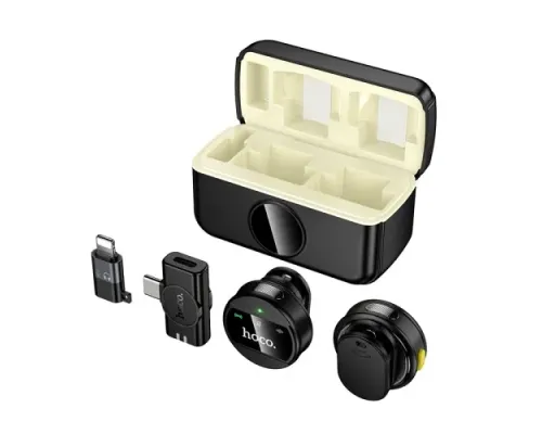 Мікрофон HOCO L22 Bright 2-in-1 wireless microphone with case(iP/Type-C) Чорний mag-6942007663151146759
