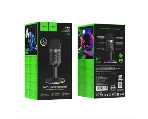 Мікрофон HOCO L25 Bright USB desktop microphone Чорний mag-6942007673792153140