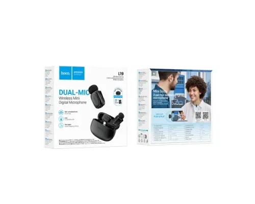 Мікрофон Hoco L19 Graceful wireless microphone (iP/Type-C) Чорний mag-6942007655477145301