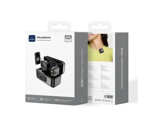 Мікрофон WiWU Duo Wireless Microphone ANC Wi-WM005 Black mag-6977703654394153603