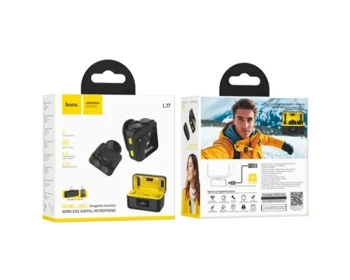 Мікрофон Петлічний HOCO L17 (iP/Type-C) Чорний mag-6942007645997145282