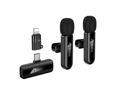 Мікрофон HOCO L20A Fair dual-mic wireless microphone(iP/Type-C) black mag-6942007655507145302