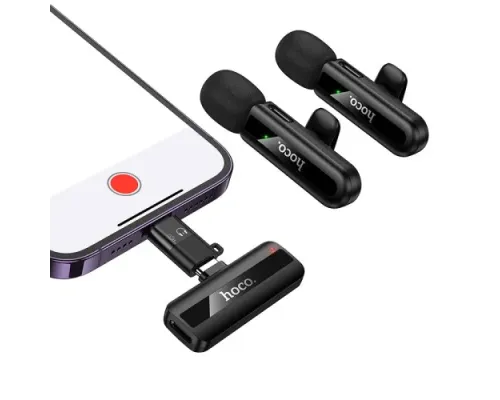 Мікрофон HOCO L20A Fair dual-mic wireless microphone(iP/Type-C) black mag-6942007655507145302