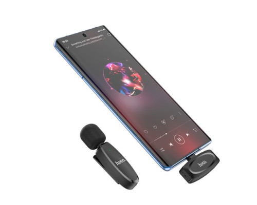 Мікрофон Петлічний HOCO L15 Type-C Crystal lavalier wireless digital microphone Black mag-6931474789037142463