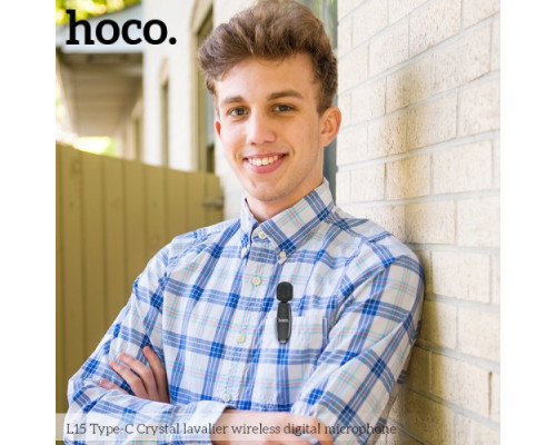 Мікрофон Петлічний HOCO L15 Type-C Crystal lavalier wireless digital microphone Black mag-6931474789037142463
