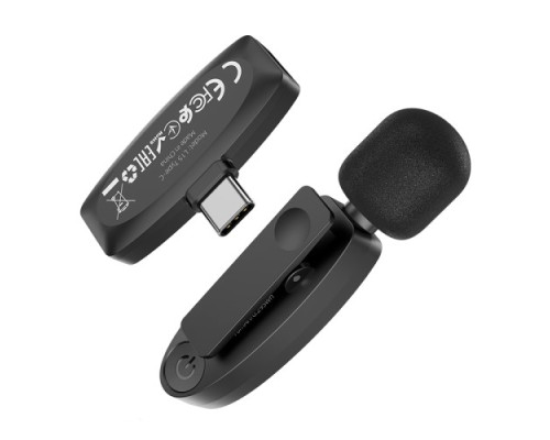 Мікрофон Петлічний HOCO L15 Type-C Crystal lavalier wireless digital microphone Black mag-6931474789037142463