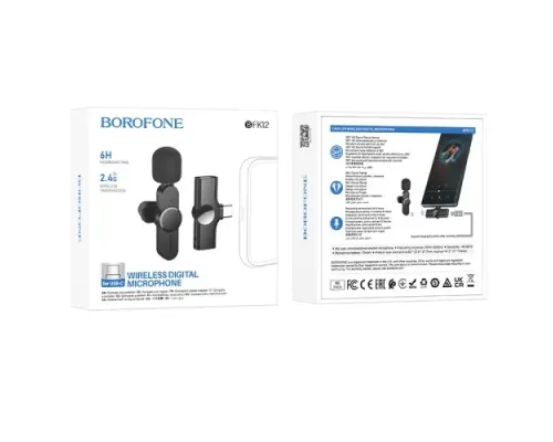 Мікрофон Петлічний BOROFONE BFK12 Trophy lavalier wireless digital microphone Type-C чорний mag-6941991106392151304
