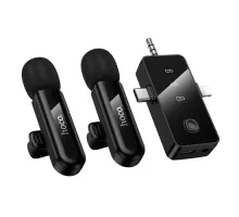 Мікрофон HOCO L20C Fair dual-mic wireless microphone(iP/Type-C/3.5) Чорний mag-6942007673761153725