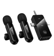 Мікрофон HOCO L20C Fair dual-mic wireless microphone(iP/Type-C/3.5) Чорний mag-6942007673761153725