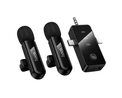Мікрофон HOCO L20C Fair dual-mic wireless microphone(iP/Type-C/3.5) Чорний mag-6942007673761153725